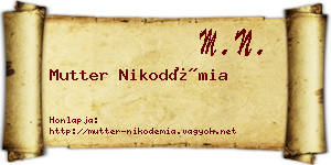 Mutter Nikodémia névjegykártya